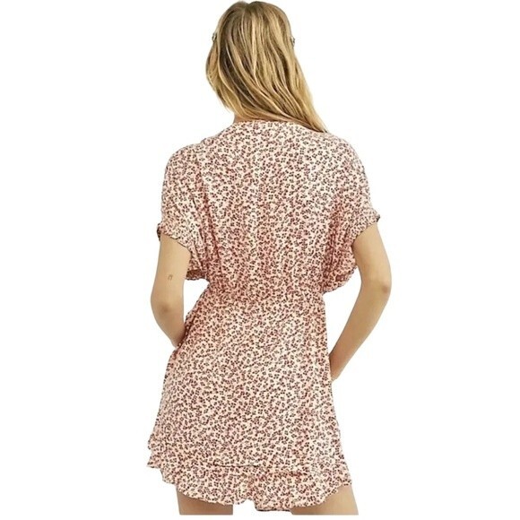 Free People One Fine Day Red Floral Print Flowy Oversized Mini Dress Size Small - Picture 11 of 15